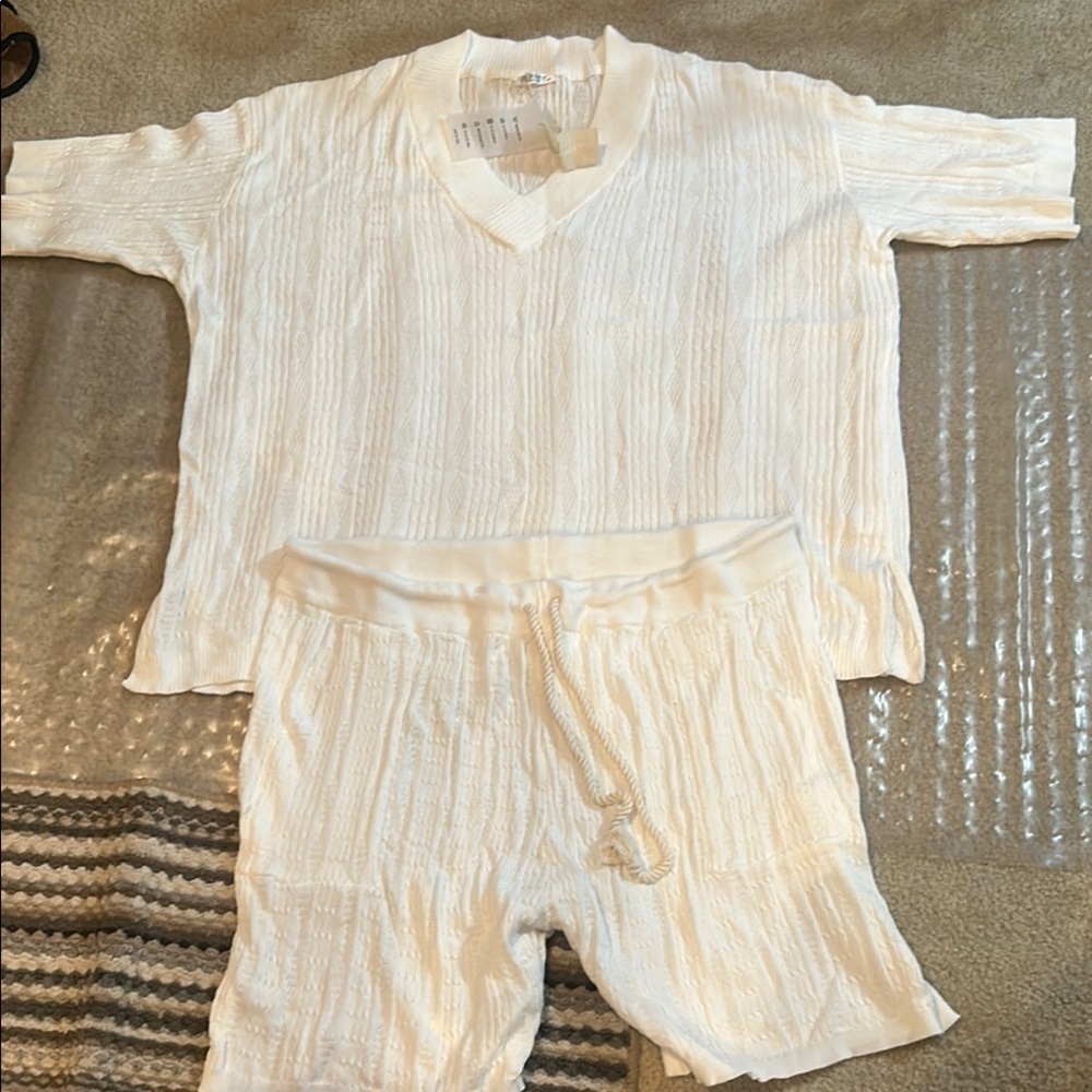 White Knit Two-Piece Set